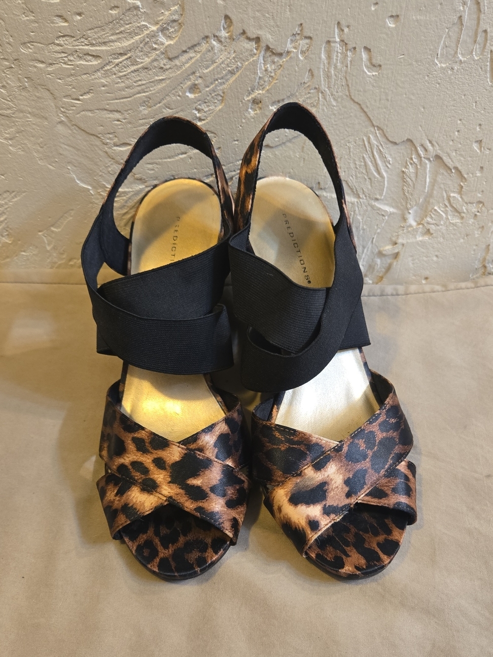 Predictions Leopard Print Wedge Sandals - Black & Brown